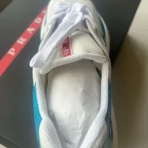 Men\'s America\'s Cup Bicolor Trainer Sneakers brand new still in the box. PRADA AMERICAS CUP SNEAKERS SHOES 4E3400 TURQUOISE LEATHER  main image 4